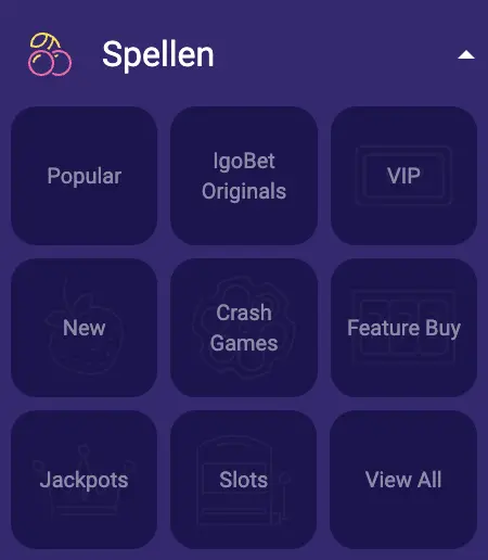 Spelcategorieën bij IgoBet Casino